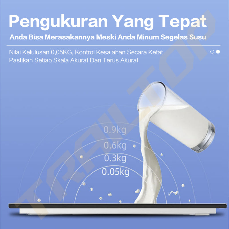 TrailTop Timbangan Badan Digital Scale Kaca Pengukuran Akurat Timbangan Layar LCD Berat Max 180kg