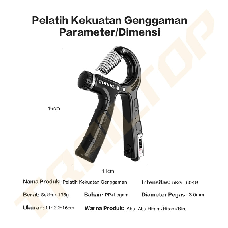 TrailTop Handgrip 5-60Kg Adjustable Alat Olahraga Tangan Handgrip Otot Lengan Tangan Portable