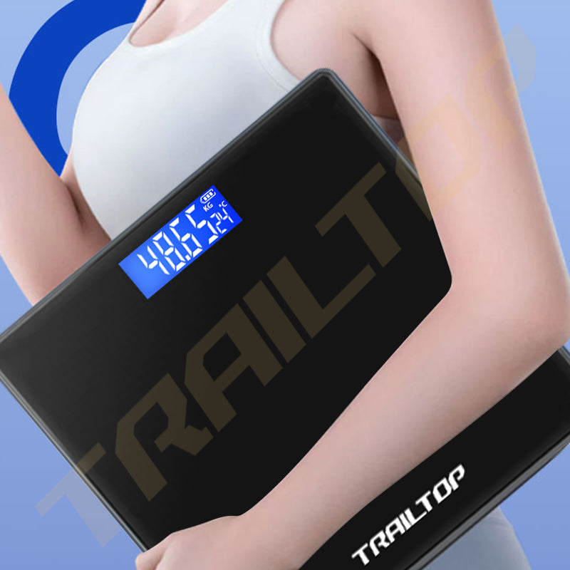 TrailTop Timbangan Badan Digital Scale Kaca Pengukuran Akurat Timbangan Layar LCD Berat Max 180kg
