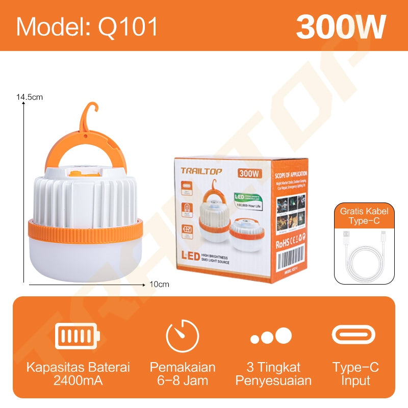 TrailTop Lampu Camping LED Lampu Emergency Super Terang Tahan 6-8 Jam Charger Type-C