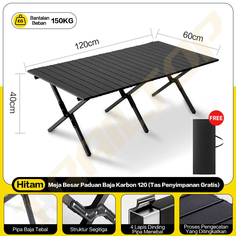 TrailTop Meja Lipat Panjang Outdoor dan Kursi Lipat