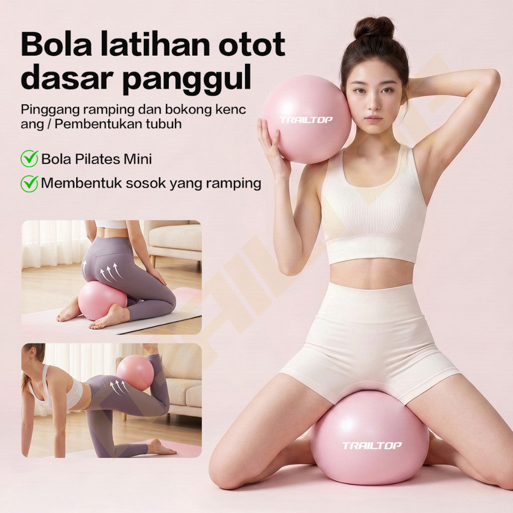 TrailTop Bola Yoga Mini Pilates Ball Anti Burst Bola Senam Fitness Core Exercise Gym untuk Wanita & Pria