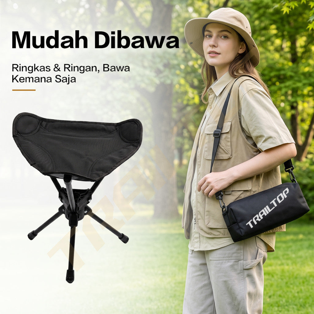 TrailTop Kursi Lipat Camping Putar 360° Portable Kursi Outdoor Pancing Hiking Piknik Tahan 150KG