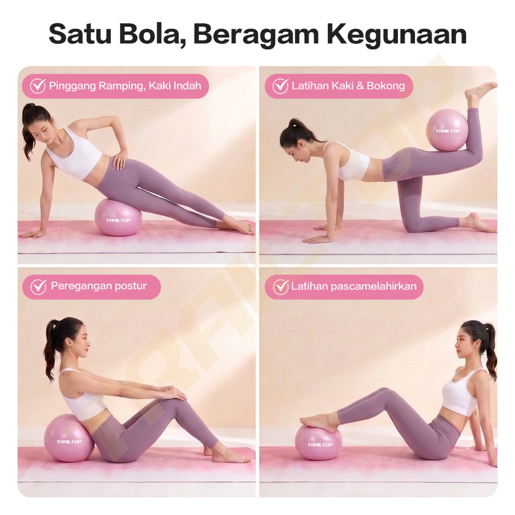 TrailTop Bola Yoga Mini Pilates Ball Anti Burst Bola Senam Fitness Core Exercise Gym untuk Wanita & Pria
