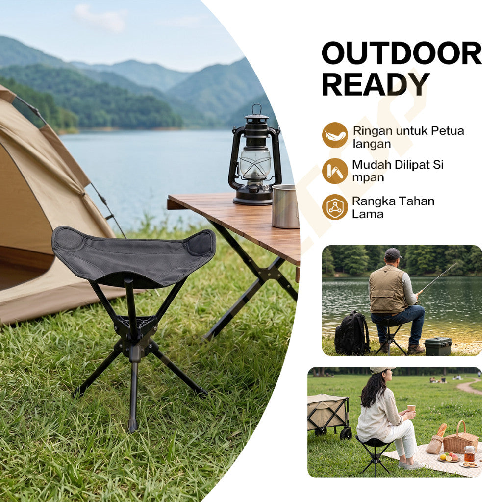 TrailTop Kursi Lipat Camping Putar 360° Portable Kursi Outdoor Pancing Hiking Piknik Tahan 150KG