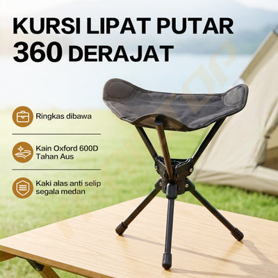 TrailTop Kursi Lipat Camping Putar 360° Portable Kursi Outdoor Pancing Hiking Piknik Tahan 150KG