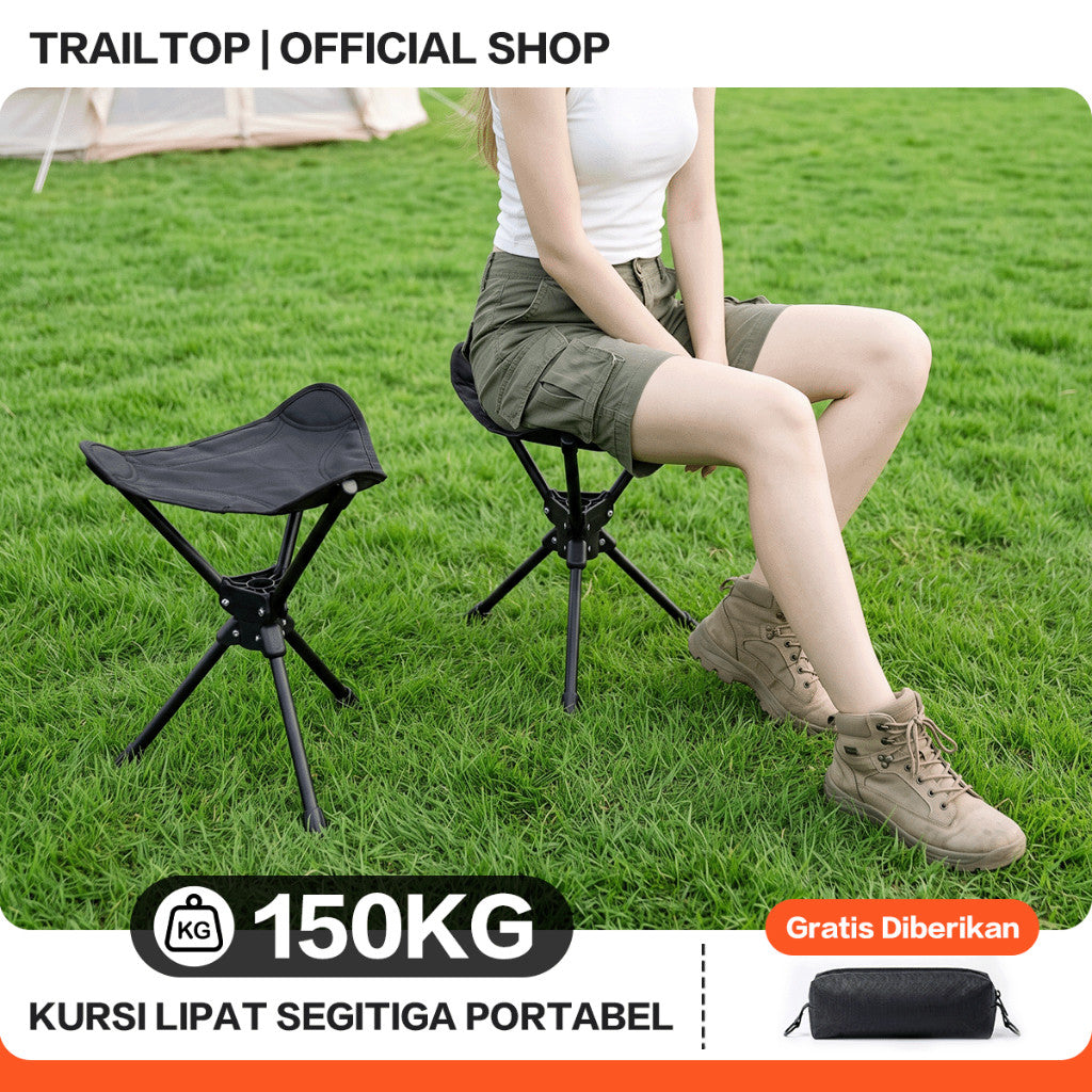 TrailTop Kursi Lipat Camping Putar 360° Portable Kursi Outdoor Pancing Hiking Piknik Tahan 150KG
