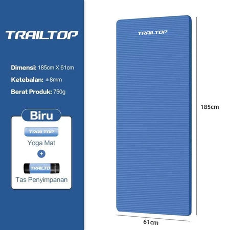 TrailTop Yoga Mat NBR Matras Olahraga With Tas Matras Yoga Anti Slip Karpet Olahraga Tebal 8-10mm