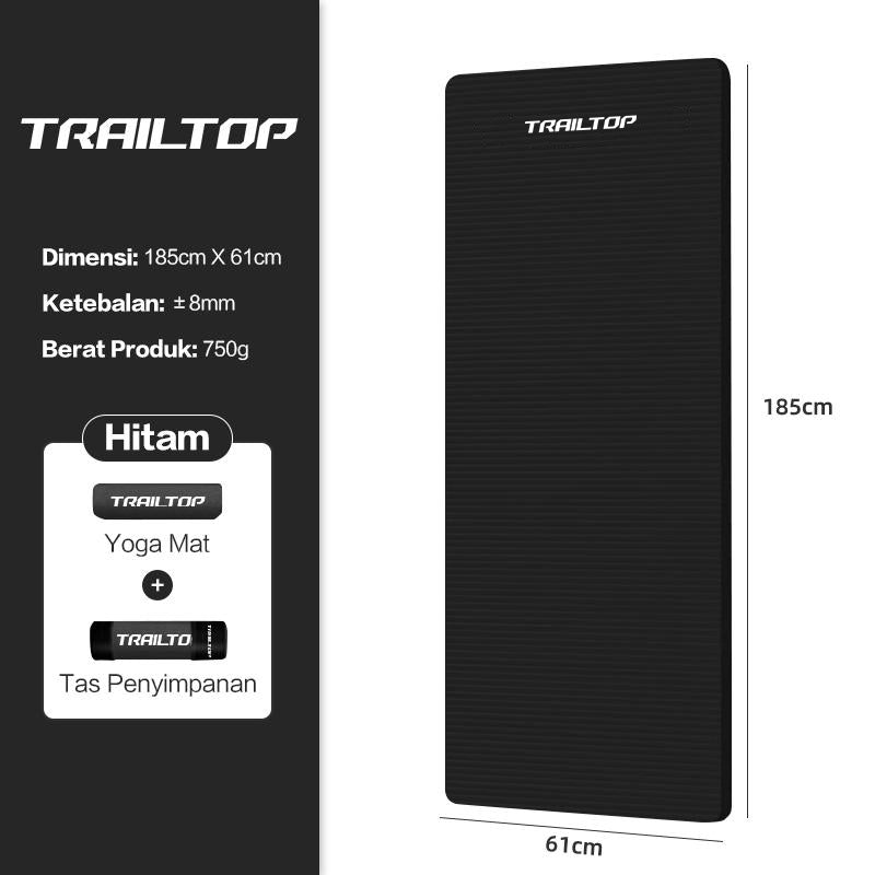 TrailTop Matras Olahraga 8/10MM Matras Yoga Premium Anti Slip Yoga Mat Karpet Olahraga Workout