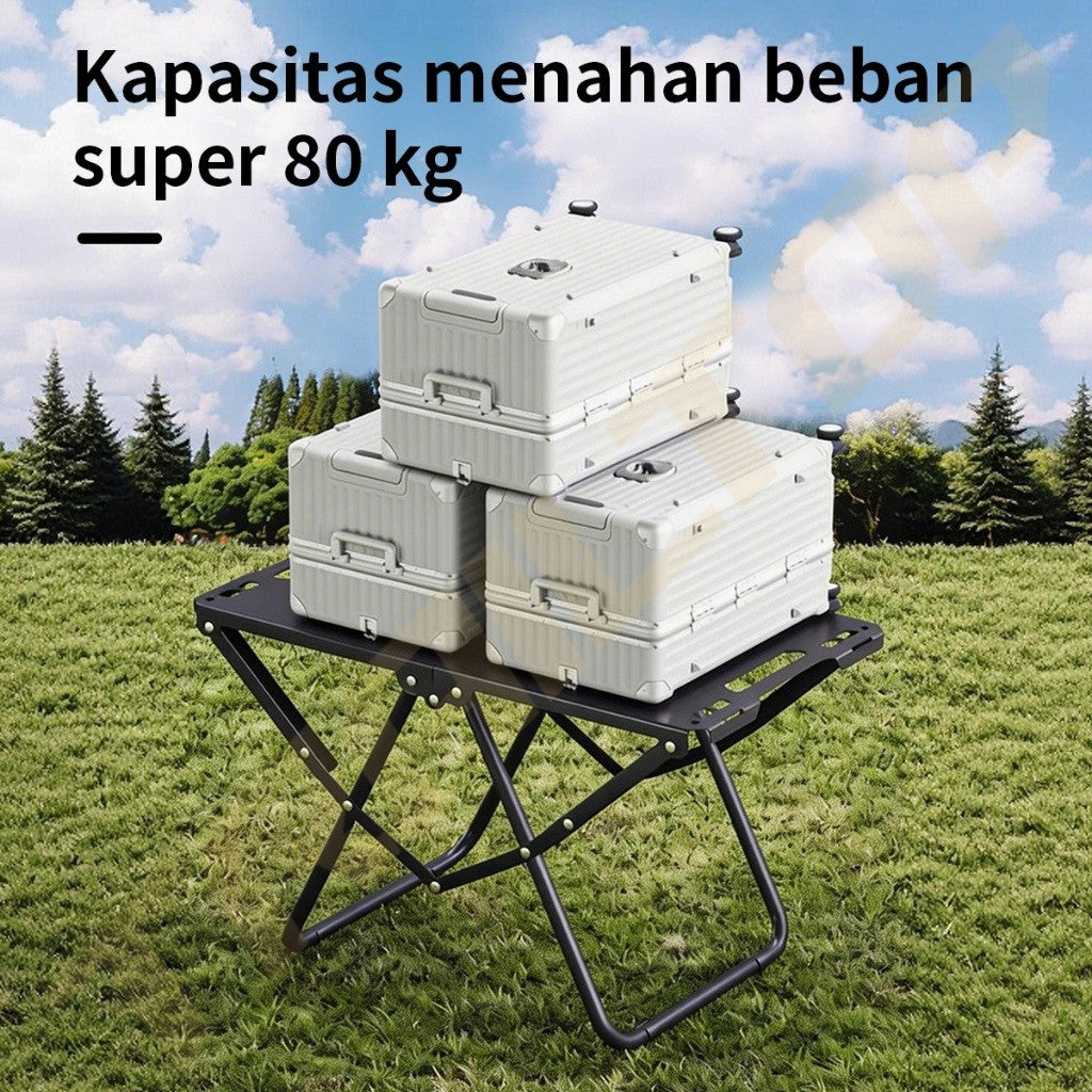 TrailTop Meja Camping Lipat Portable Meja Outdoor Taktis Baja Karbon Kuat 80KG Bonus Tas