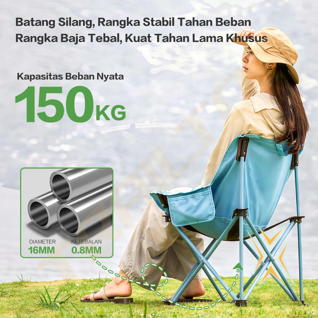 TrailTop Kursi Bulat Lipat Camping Outdoor Tahan Bobot 150KG Warna Pastel