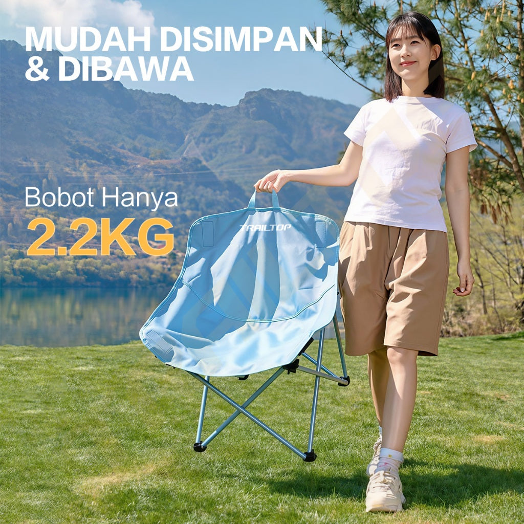 TrailTop Kursi Bulat Lipat Camping Outdoor Tahan Bobot 150KG Warna Pastel