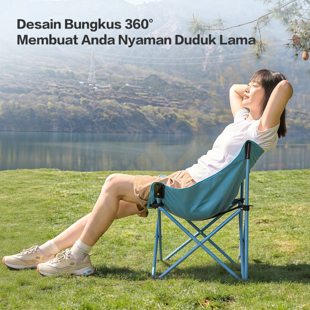 TrailTop Kursi Bulat Lipat Camping Outdoor Tahan Bobot 150KG Warna Pastel
