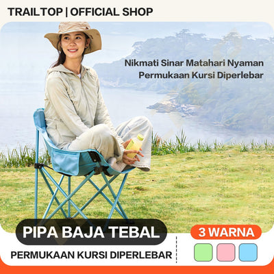 TrailTop Kursi Bulat Lipat Camping Outdoor Tahan Bobot 150KG Warna Pastel