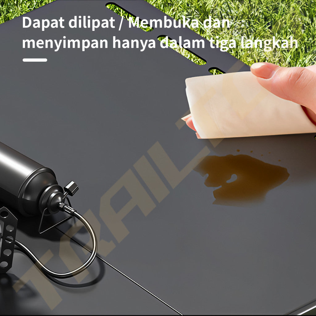 TrailTop Meja Camping Lipat Portable Meja Outdoor Taktis Baja Karbon Kuat 80KG Bonus Tas