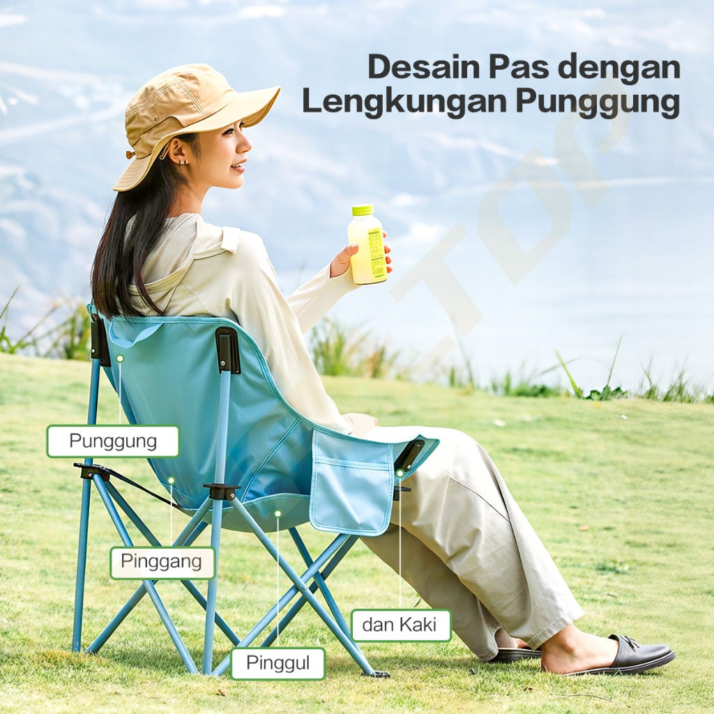 TrailTop Kursi Bulat Lipat Camping Outdoor Tahan Bobot 150KG Warna Pastel