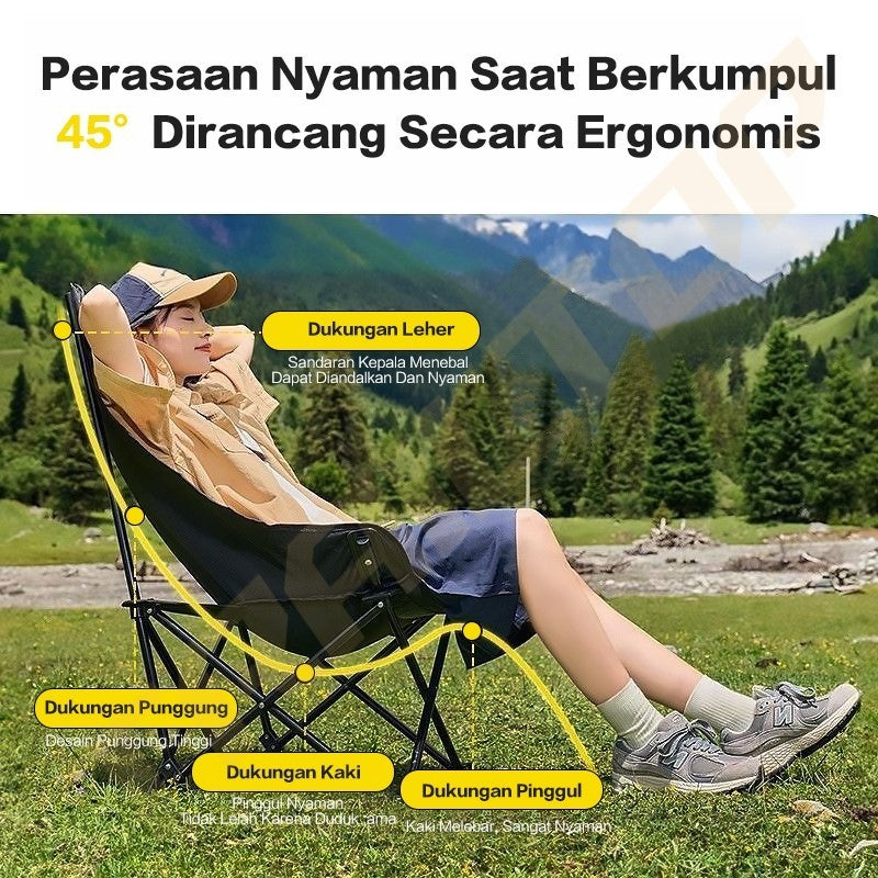 TrailTop Kursi Lipat Outdoor Sandaran Tinggi Dengan Kepala Busa Tebal Kursi Lipat Camping Beban 150kg