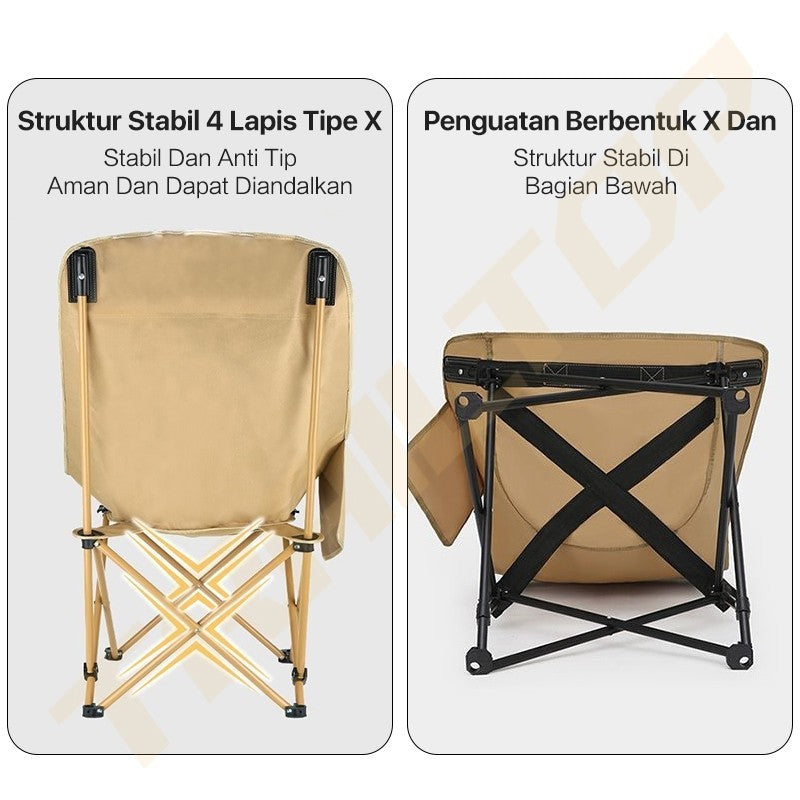 TrailTop Kursi Lipat Outdoor Sandaran Tinggi Dengan Kepala Busa Tebal Kursi Lipat Camping Beban 150kg
