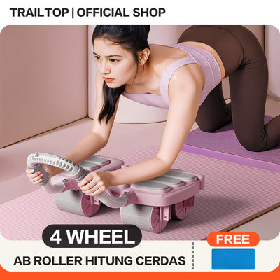 TrailTop Ab Roller 4 Wheel Alat Latihan Otot Perut Olahraga Fitur Penghitung Cerdas