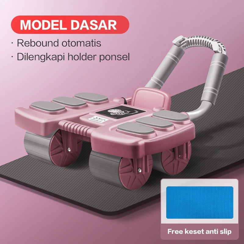 TrailTop Ab Roller 4 Wheel Alat Latihan Otot Perut Olahraga Fitur Penghitung Cerdas