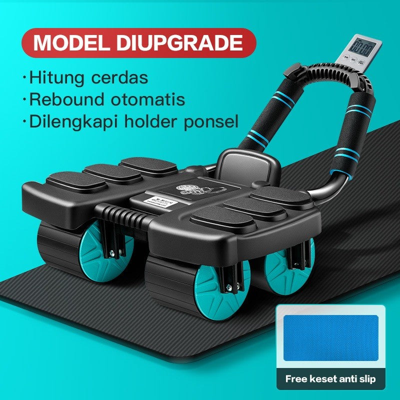 TrailTop Ab Roller 4 Wheel Alat Latihan Otot Perut Olahraga Fitur Penghitung Cerdas