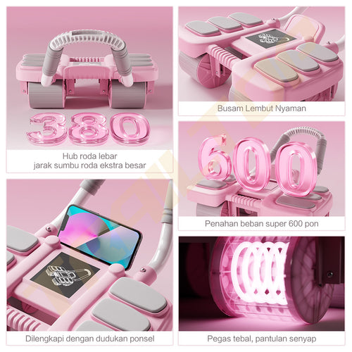 TrailTop Ab Roller 4 Wheel Alat Latihan Otot Perut Olahraga Fitur Penghitung Cerdas