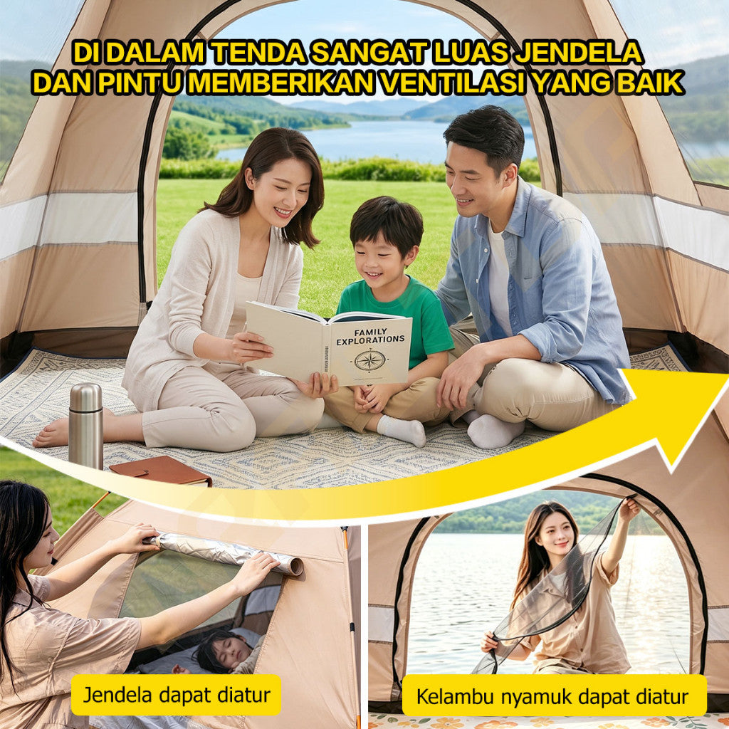 TrailTop Tenda Camping Outdoor Otomatis 4-6 Orang Anti Air Tahan Sinar UV 200x200cm