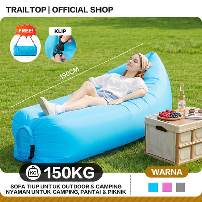 TrailTop Lazy Bag Sofa Angin Camping 190CM Tanpa Pompa Portable Ringan Tahan Air Beban 150KG