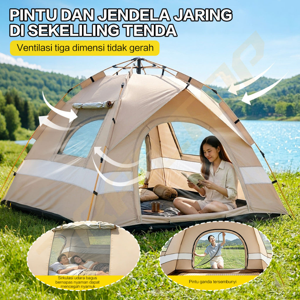 TrailTop Tenda Camping Outdoor Otomatis 4-6 Orang Anti Air Tahan Sinar UV 200x200cm