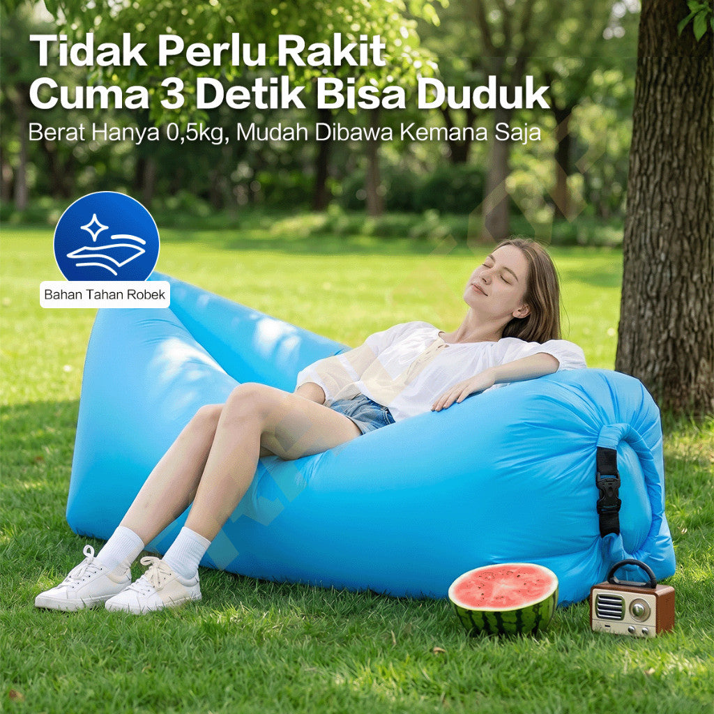 TrailTop Lazy Bag Sofa Angin Camping 190CM Tanpa Pompa Portable Ringan Tahan Air Beban 150KG