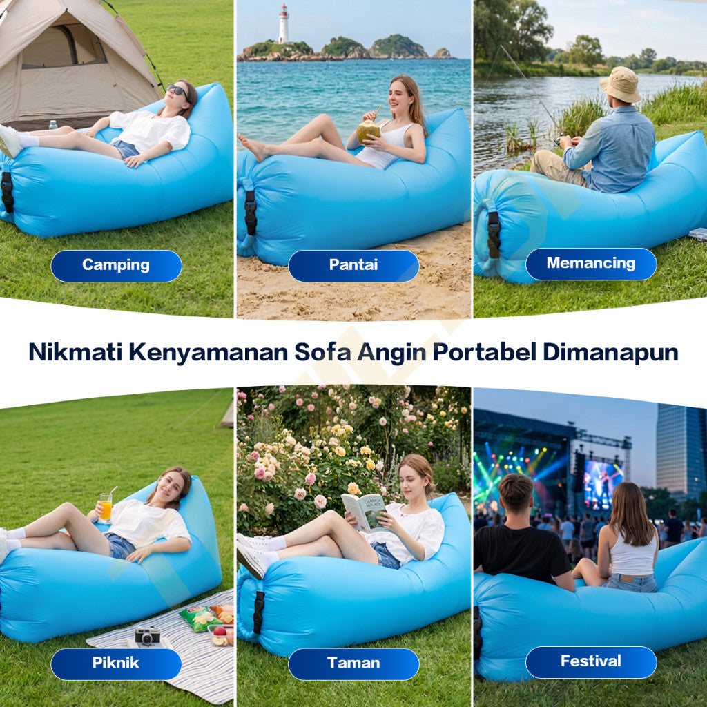 TrailTop Lazy Bag Sofa Angin Camping 190CM Tanpa Pompa Portable Ringan Tahan Air Beban 150KG